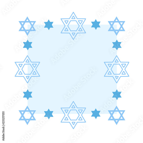 Rectangular frame with the Jewish David Stars. Design element for postcards with copy space