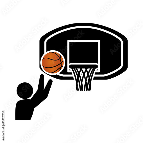 player basketball and basket silhouette