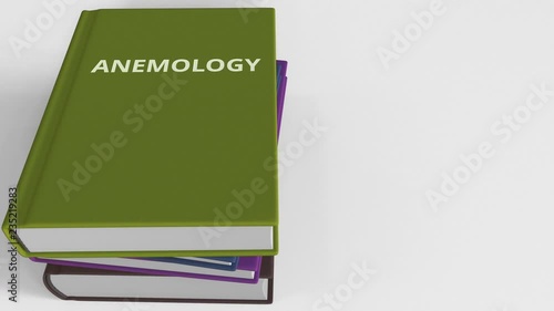 ANEMOLOGY title on the book, conceptual 3D animation photo