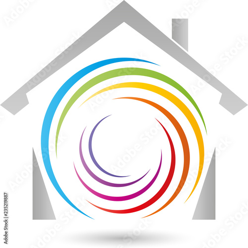 Haus und Spirale, Farbig, Maler Logo
