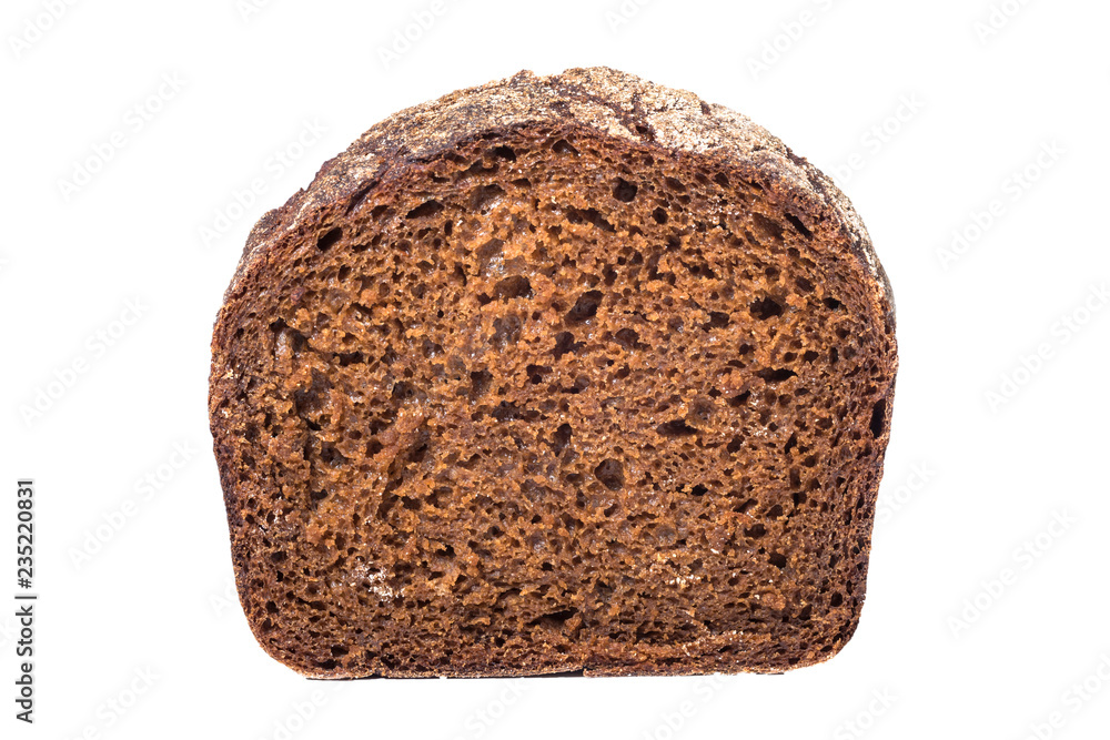 Slice of black rye bread, isolated on white Slice of black rye bread, isolated on white
