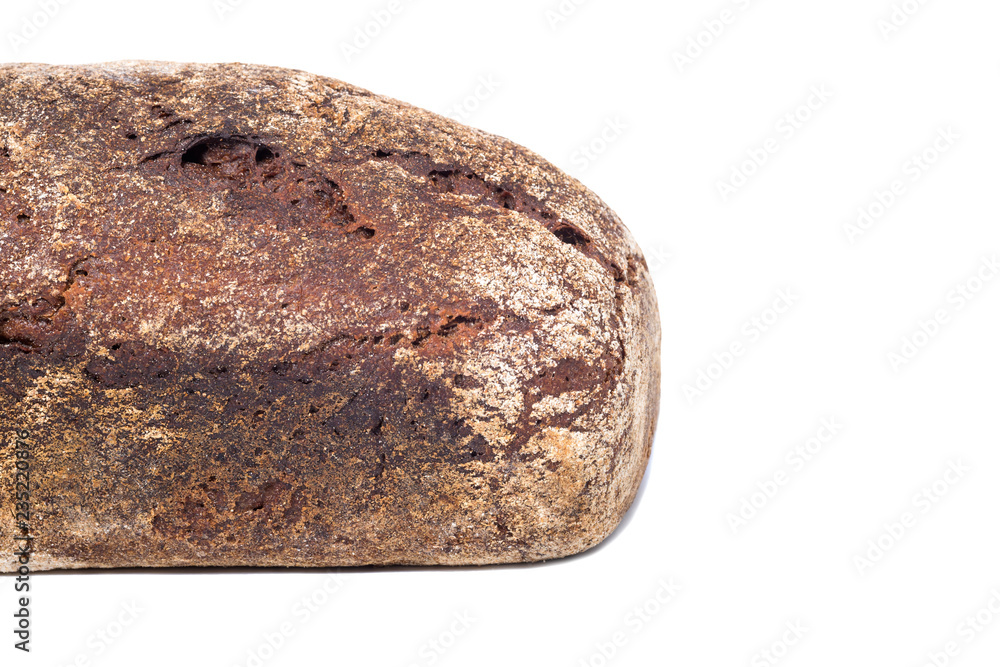 Close-up black bread on white background Close-up black bread on white background