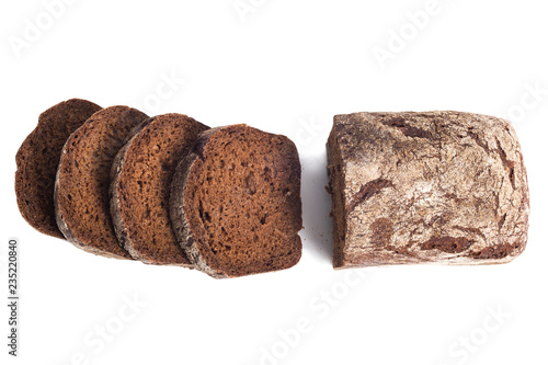 Sliced bread isolated on white background. Top view