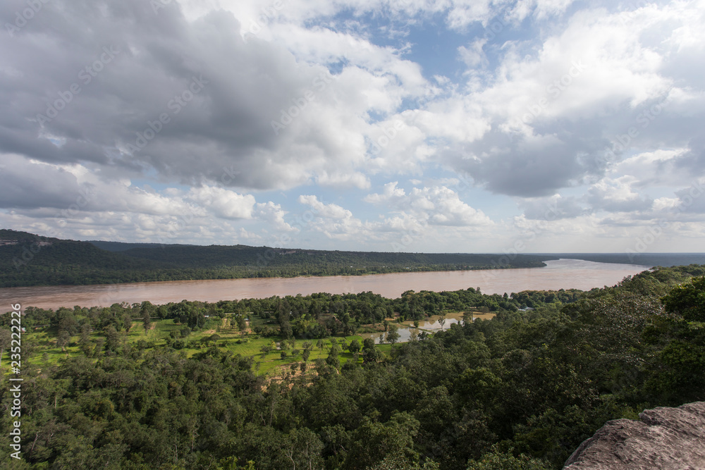 Thailand, Ubon Ratchathani Province, Pha Taem National Park, View to Mekong river, border to Laos Thailand, Ubon Ratchathani Province, Pha Taem National Park, View to Mekong river, border to Laos