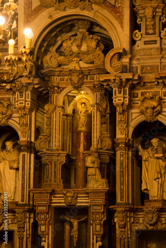 Santiago de Compostela  Spain  14 June 2018  Altar with the Mother of God on the column in the Cathedral of St. Jacob in Santiago de Compostella in Spain