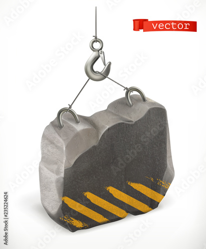 Concrete block. Under construction 3d vector icon