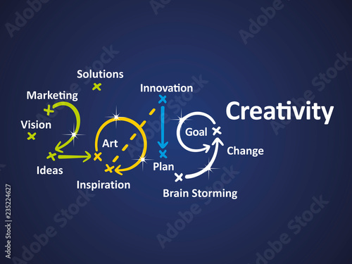 Creativity 2019 blue background vector