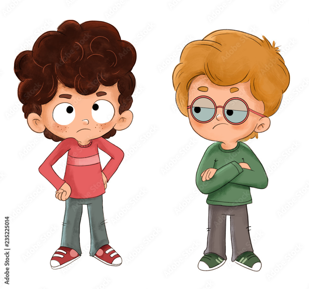 Niños enfadados mirándose Niños enfadados mirándose