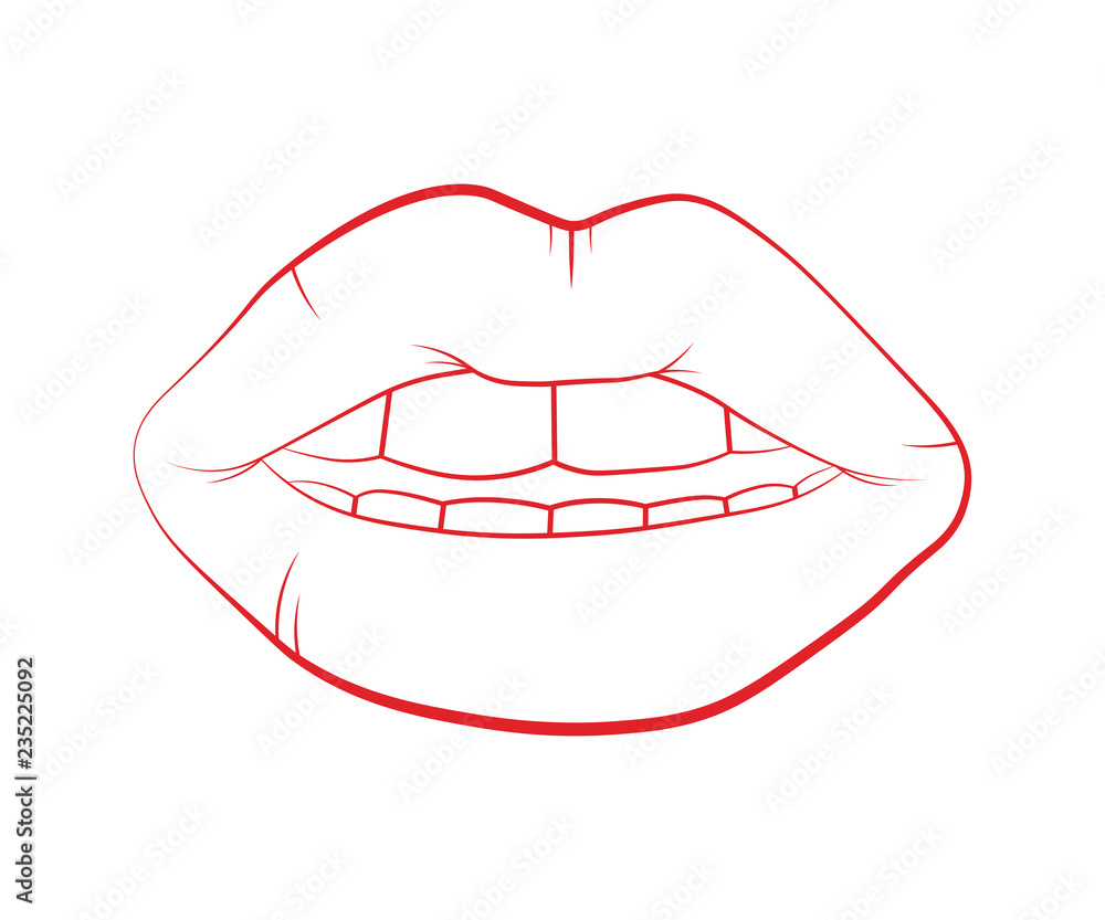 Vector lip symbol isolated on white background. kiss black lip contour