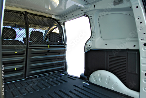 Inside commercial van with opet side door photo