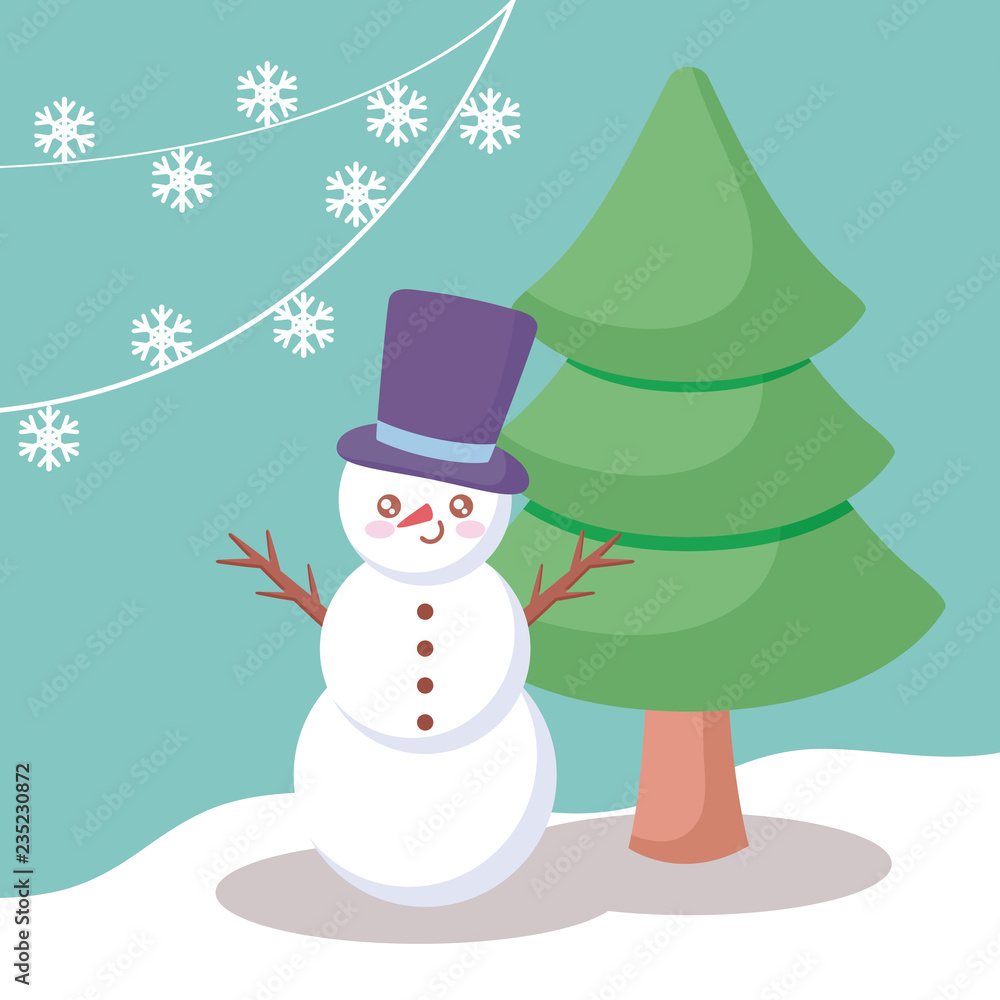 snowman with tree of christmas