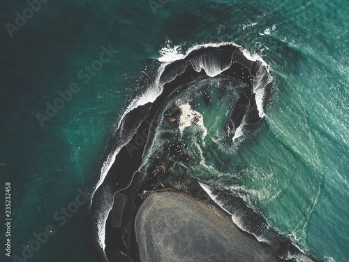 Aerial view abstract coastline in Iceland