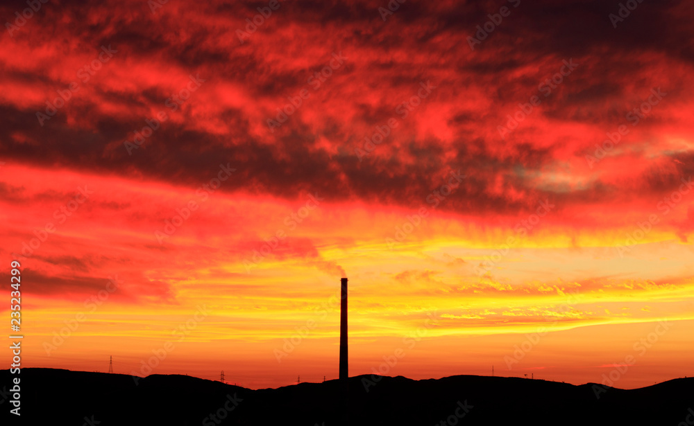 Chimney at sunset
