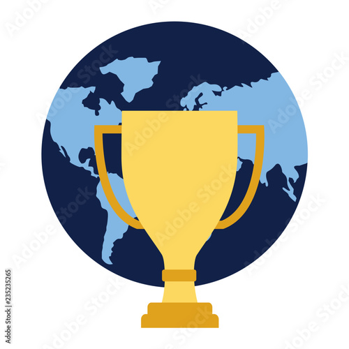 world map trophy business concept