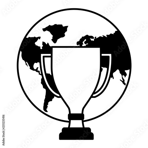 world map trophy business concept