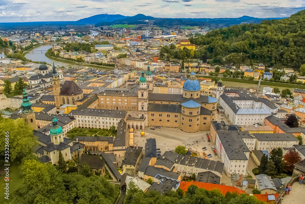 Salzburg landscape from the castle, Austria, Europe