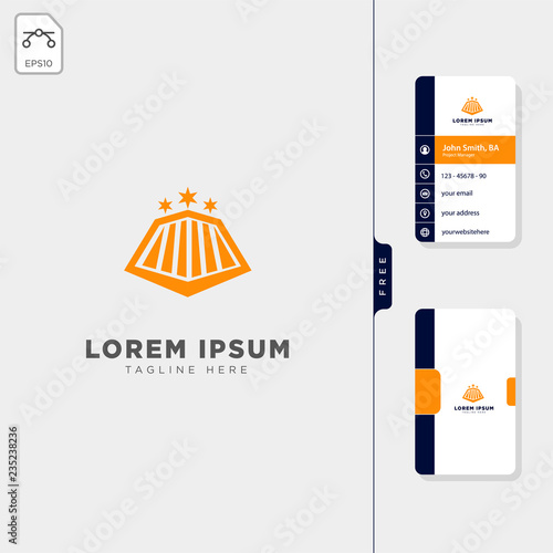 insurance train transportation logo template vector illustration free business card design