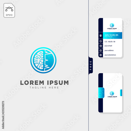 brain, ct scan minimal logo template vector illustration free business card design