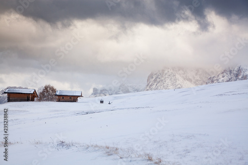 Wallpaper Mural snowy early winter landscape in Alpe di Siusi.  Dolomites,  Italy - winter holidays destination Torontodigital.ca