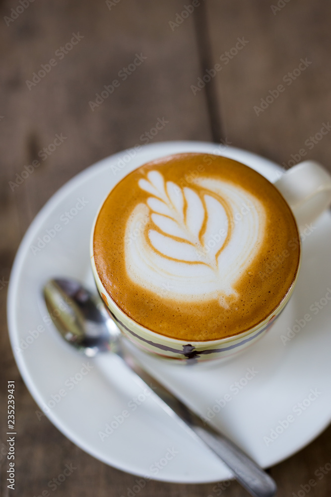 hot coffee in mug on wood table hot coffee in mug on wood table