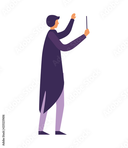 music conductor orchestra on white background