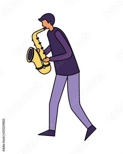 man with saxophone orchestra instrument