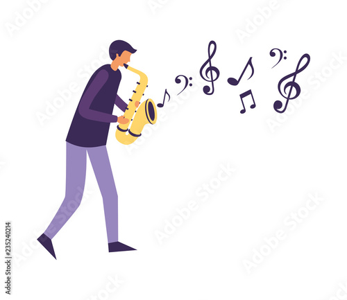 man with saxophone orchestra instrument