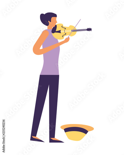 young girl musician playing violin