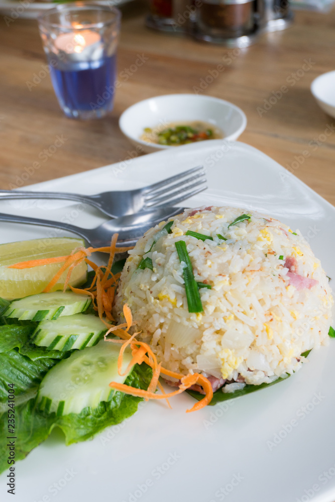 Thailand dishes fried rice with pickled pork