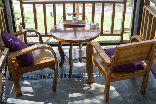 Round table and chairs in cafe