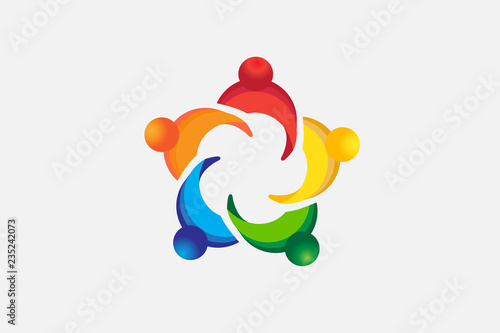 Logo teamwork unity people business card 