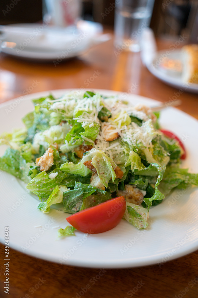 Fresh healthy  Caesar salad on plate