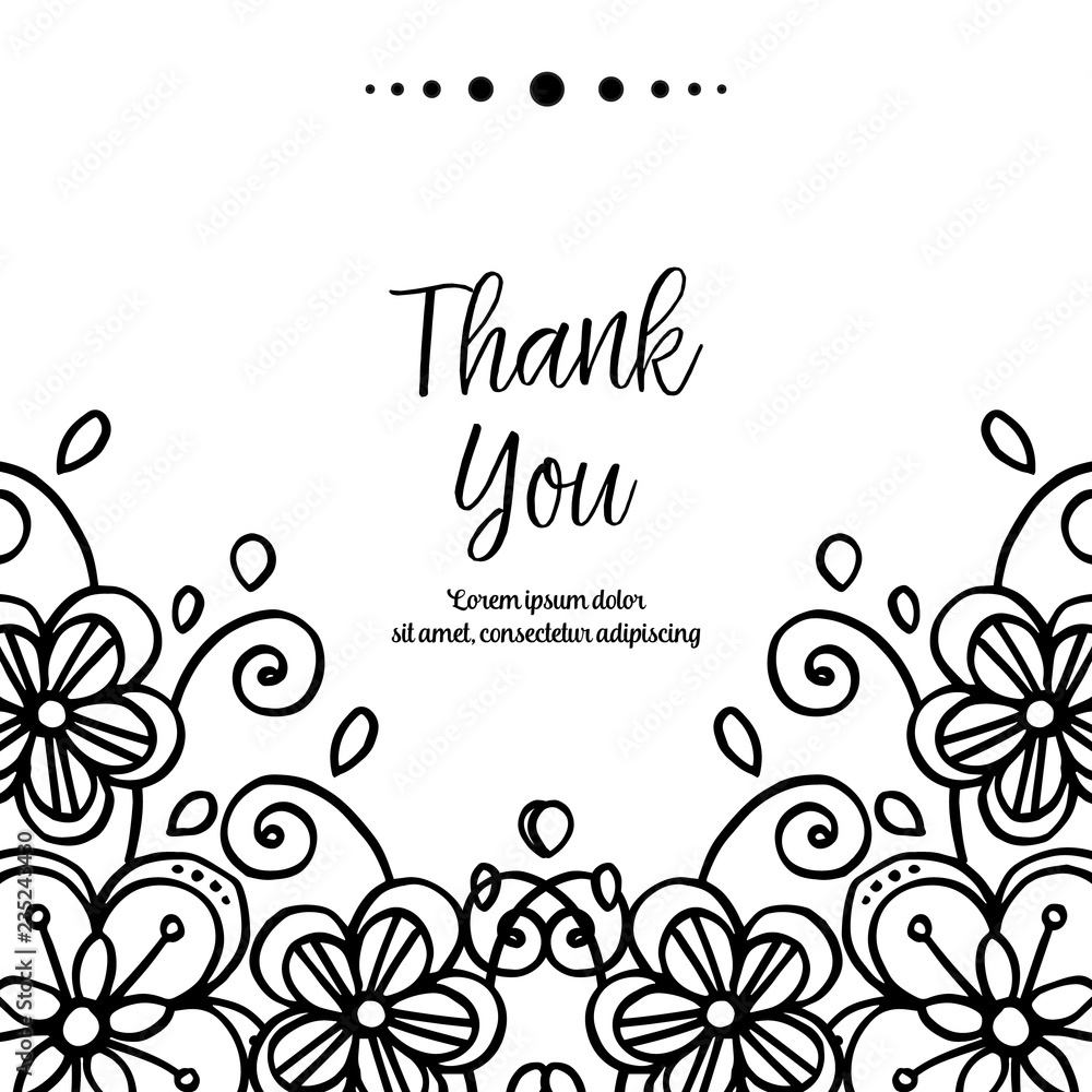 Thank you card on cute flowers background Thank you card on cute flowers background