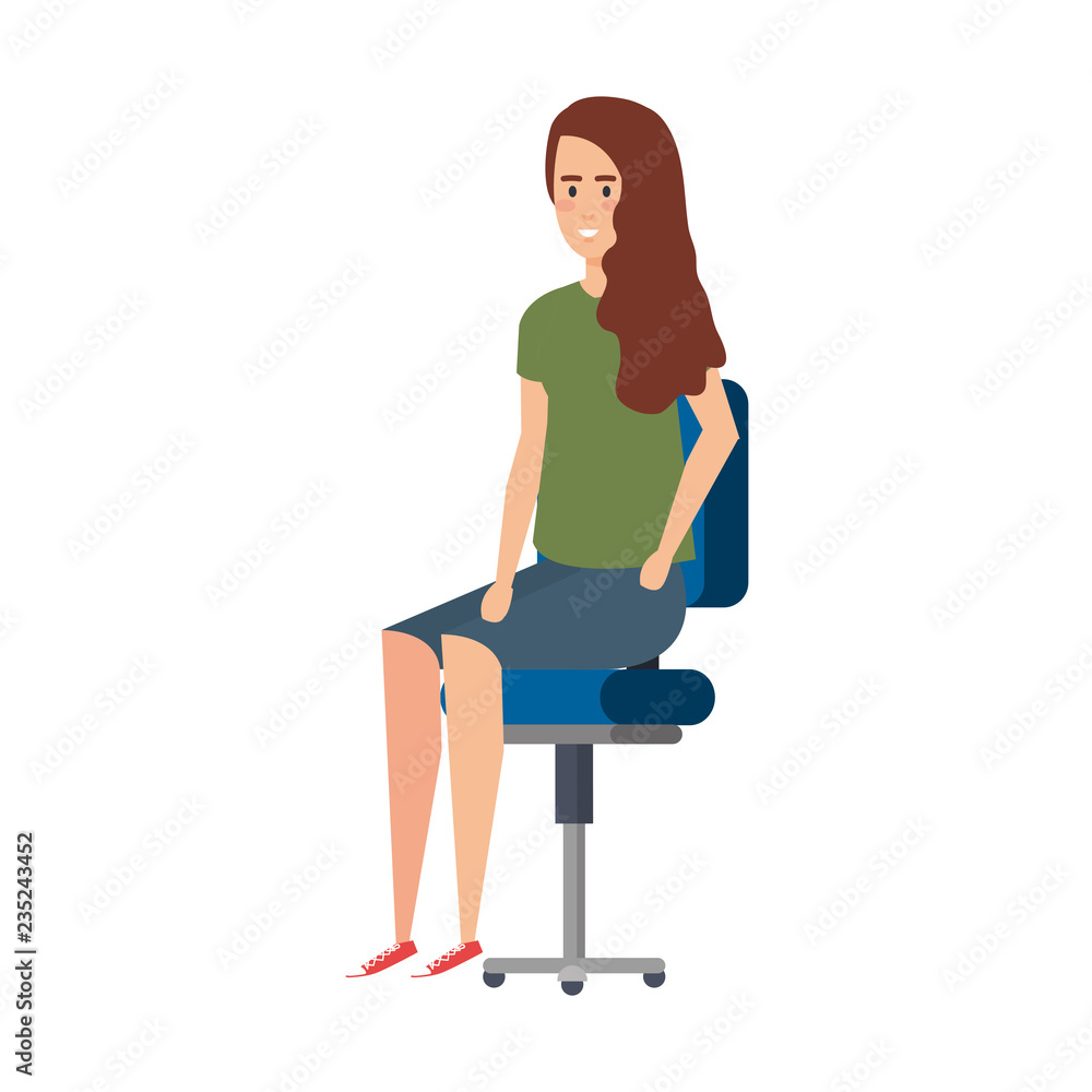 businesswoman sitting in office chair character businesswoman sitting in office chair character