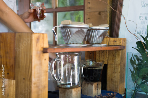 Wallpaper Mural Barista pouring hot water on roasted coffee ground with filter. Torontodigital.ca
