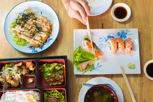 Wallpaper Mural bento box with sushi and rolls janpanese food Torontodigital.ca