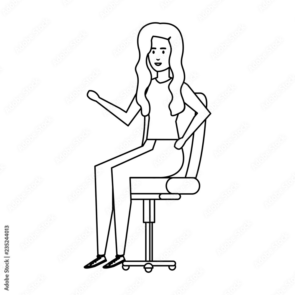 businesswoman sitting in office chair character