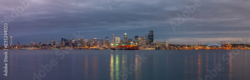 Downtown Seattle Skyline With Large Boat in the Foreground