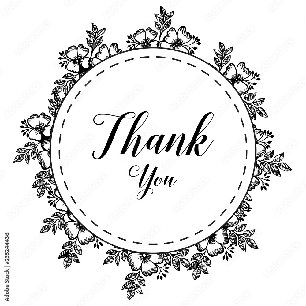 Thank you card on floral background Thank you card on floral background