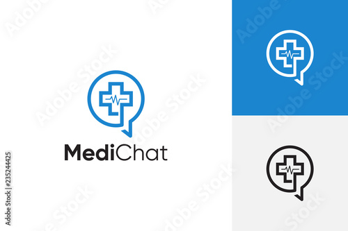 Medical Chat, Consult Logo Template Design.