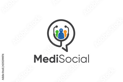 Medical Social Consult Logo Template Design.