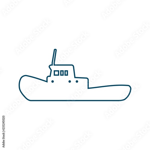 Marine tug icon in thin line style.