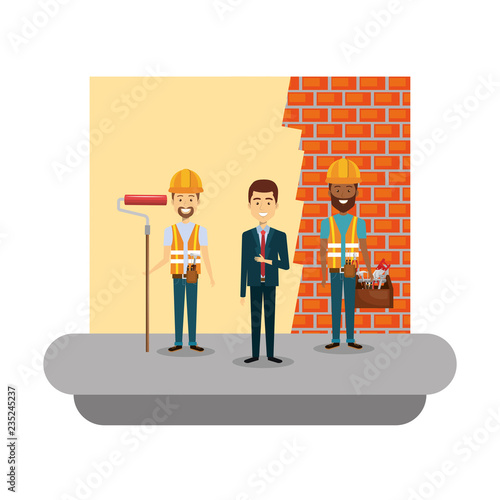 builders construction working scene