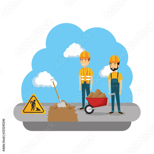 builders construction working scene