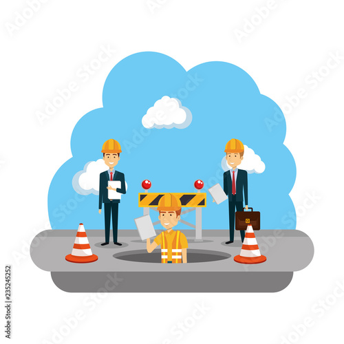 builders construction working scene