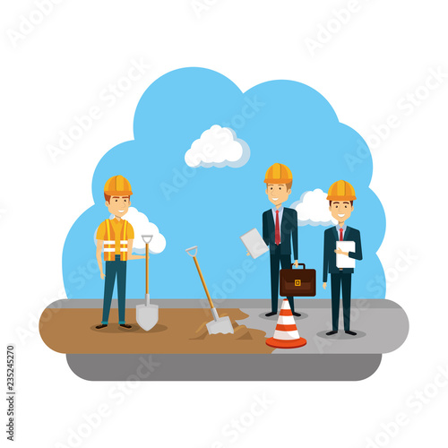 builders construction working scene