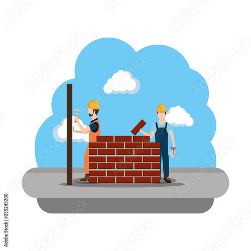 builders construction working scene