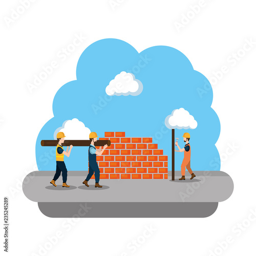 builders construction working scene
