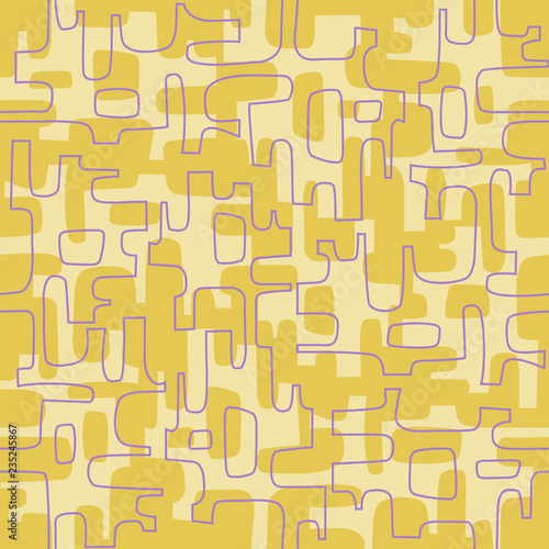 Seamless abstract mid century modern pattern for backgrounds, fabric design, wrapping paper, scrapbooks and covers. Retro design of organic lines and shapes. Vector illustration.