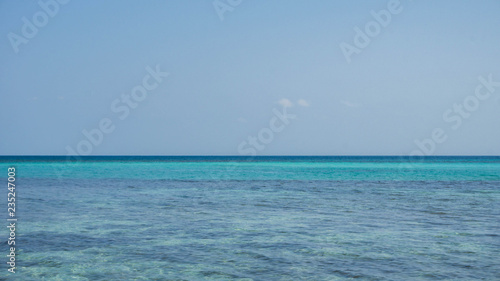 transparent and clear blue green sea with clear sky in karimun jawa © maslakhatul